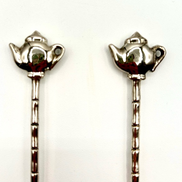 Set of 2 Stirring Spoons With Teapots on Handle - Picture 4 of 5